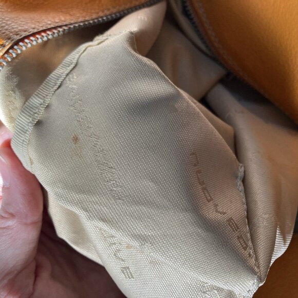 Vintage Nuovedive Made in Italy Leather Shoulder Bag Orange Slouchy Y2K Glitter - Picture 9 of 14